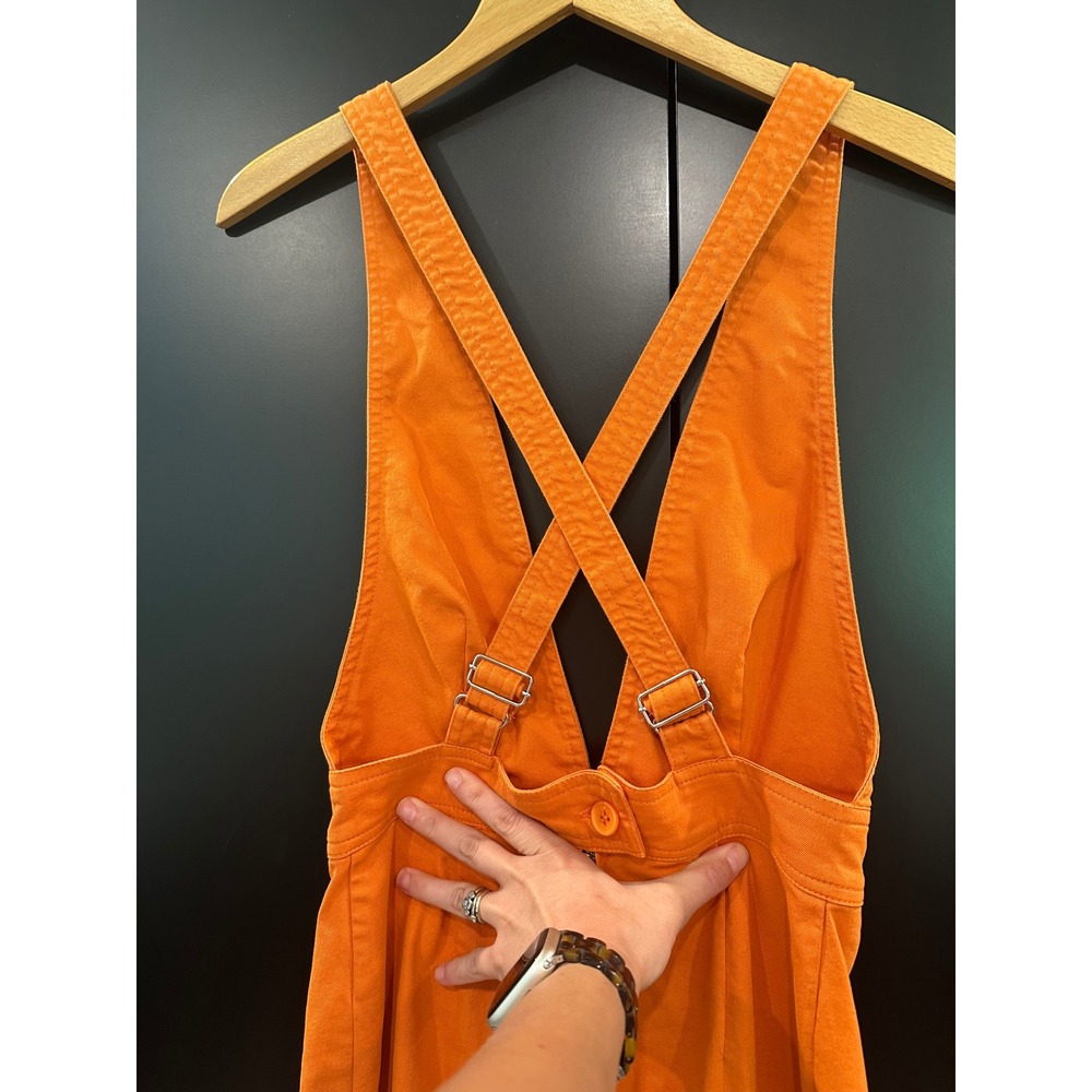 Sincerely Jules Orange Wide Leg Jumpsuit Small V-Neck Cross Back Straps Cotton - Picture 3 of 7